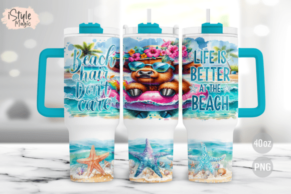 Download Summer Beach Vibes Cow 40oz Tumbler Wrap - 40oz Collection