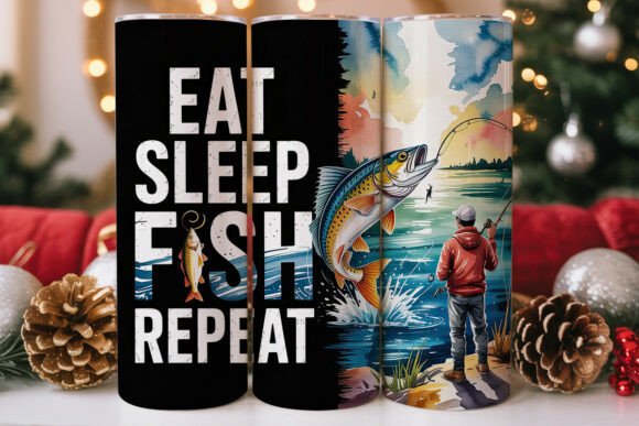 Download Eat Sleep Fish Repeat Skinny Tumbler - Premium Bundle
