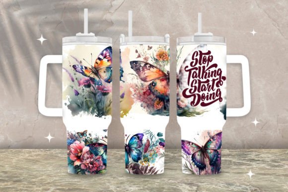 Download Butterfly Floral 40oz Tumbler Wrap Png - 40oz Collection