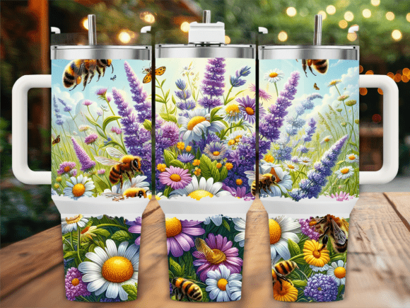 Download Wildflower Bee Summer 40oz Tumbler Wrap - 40oz Collection