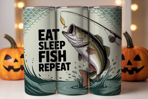 Download Eat Sleep Fish Repeat 20oz Tumbler Wrap - Premium Resources