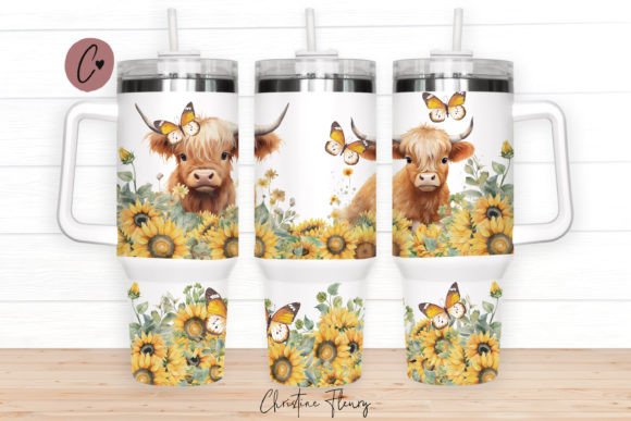 Download Highland Cow Sunflower 40oz Tumbler Wrap - 40oz Collection