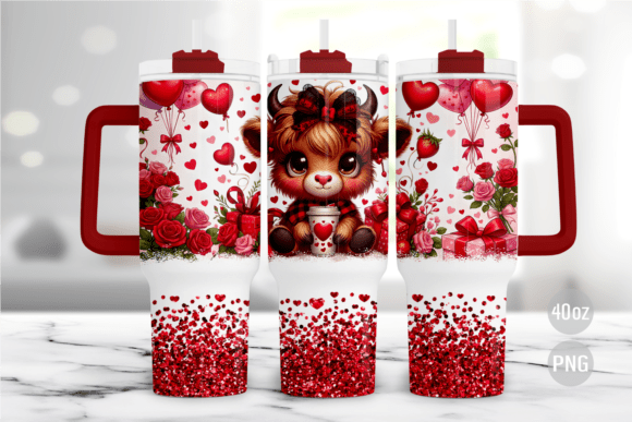 Download Valentine Highland Cow 40oz Tumbler Wrap - 40oz Collection