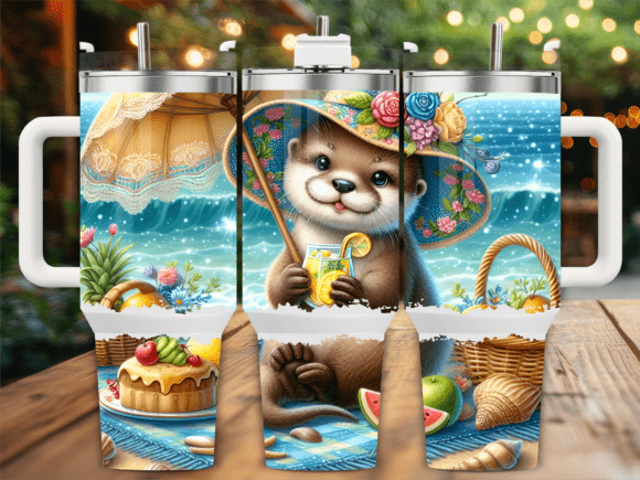 Download Otter Beach Summer 40oz Tumbler Wrap - 40oz Collection